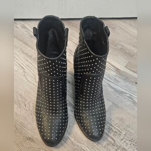Rebecca Minkoff Sierra Studded Leather Block Heel Black Booties Sz 7.5